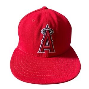LOS ANGELES ANGELS 9fifty Red Adult Cap with Embroidered Logo Size 7 1/8